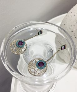 French Retro Ethnic Style Double-Sided Hollow Carved Round Long Earrings - Bohemian Vacation Accessories