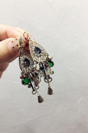 French Retro Ethnic Style Handmade Water Drop Rhinestone Tassel Earrings - Irregular Crystal Hooks for Boho Chic Look
