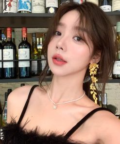 French Retro Heavy Metal Flower Tassel Earrings for Women – High-End Unique Studs, Autumn & Winter Fashion Jewelry