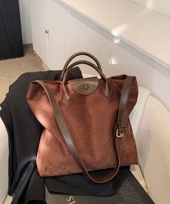 French Retro Matte Tote Bag for Women - 2025 New Fashion, Large Capacity Foldable Shoulder & Crossbody Commuting Bag