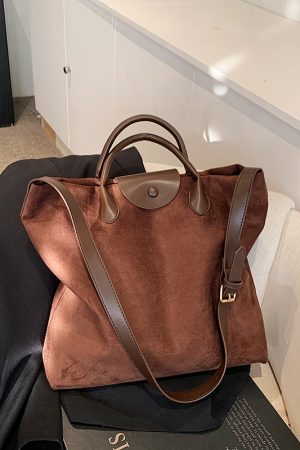 French Retro Matte Tote Bag for Women - 2025 New Fashion, Large Capacity Foldable Shoulder & Crossbody Commuting Bag