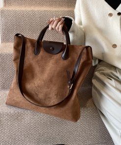 French Retro Matte Tote Bag for Women - 2025 New Fashion, Large Capacity Foldable Shoulder & Crossbody Commuting Bag