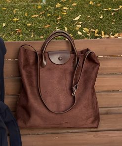 French Retro Matte Tote Bag for Women - 2025 New Fashion, Large Capacity Foldable Shoulder & Crossbody Commuting Bag