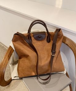 French Retro Matte Tote Bag for Women - 2025 New Fashion, Large Capacity Foldable Shoulder & Crossbody Commuting Bag