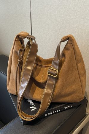 French Retro Suede Tote Bag for Women - 2025 Fashion Crossbody Shoulder Bag for Classes and Commuting