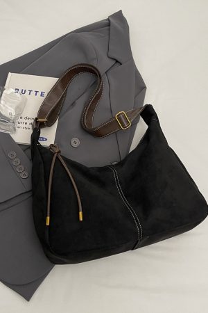 French Retro Suede Tote Bag for Women - 2025 Fashion Crossbody Shoulder Bag for Classes and Commuting