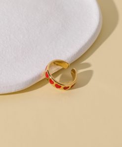 French Retro Zodiac Year Heart-Shaped Open Ring for Women - High-End Floating Design in Red, Perfect for Fashion Lovers
