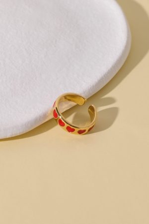 French Retro Zodiac Year Heart-Shaped Open Ring for Women - High-End Floating Design in Red, Perfect for Fashion Lovers