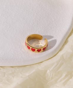 French Retro Zodiac Year Heart-Shaped Open Ring for Women - High-End Floating Design in Red, Perfect for Fashion Lovers