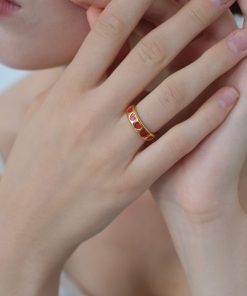 French Retro Zodiac Year Heart-Shaped Open Ring for Women - High-End Floating Design in Red, Perfect for Fashion Lovers