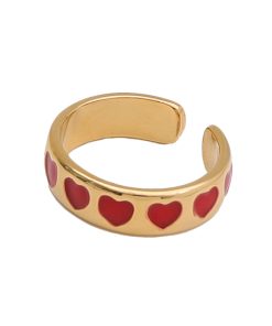 French Retro Zodiac Year Heart-Shaped Open Ring for Women - High-End Floating Design in Red, Perfect for Fashion Lovers