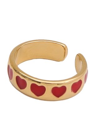 French Retro Zodiac Year Heart-Shaped Open Ring for Women - High-End Floating Design in Red, Perfect for Fashion Lovers