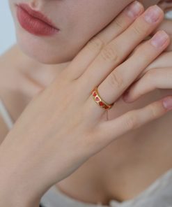 French Retro Zodiac Year Heart-Shaped Open Ring for Women - High-End Floating Design in Red, Perfect for Fashion Lovers