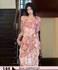 French Romantic Style Fitted Asymmetrical Hem Dress - Elegant Pure Desire Design for Chic Occasions