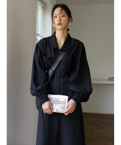 French Romantic Tailored Collar Slim Dress - Wrinkle-Resistant, Three-Dimensional Design for Effortless Elegance