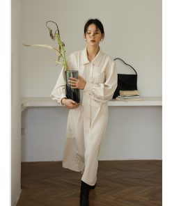 French Romantic Tailored Collar Slim Dress - Wrinkle-Resistant, Three-Dimensional Design for Effortless Elegance