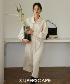 French Romantic Tailored Collar Slim Dress - Wrinkle-Resistant, Three-Dimensional Design for Effortless Elegance