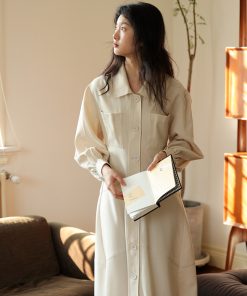 French Romantic Tailored Collar Slim Dress - Wrinkle-Resistant, Three-Dimensional Design for Effortless Elegance