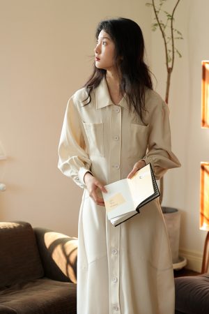 French Romantic Tailored Collar Slim Dress - Wrinkle-Resistant, Three-Dimensional Design for Effortless Elegance