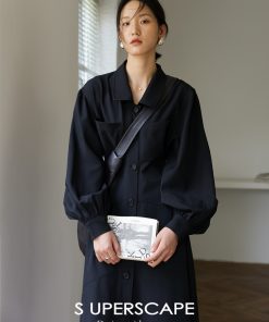 French Romantic Tailored Collar Slim Dress - Wrinkle-Resistant, Three-Dimensional Design for Effortless Elegance