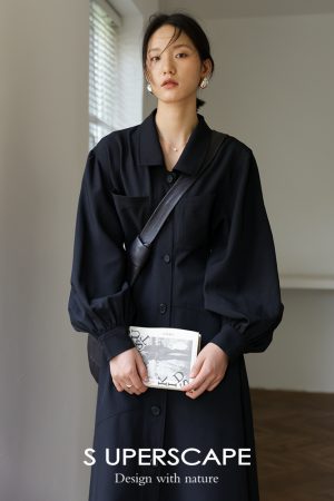 French Romantic Tailored Collar Slim Dress - Wrinkle-Resistant, Three-Dimensional Design for Effortless Elegance
