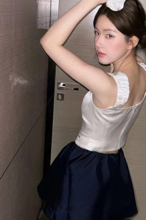French Satin White Camisole for Women - Ballet-Inspired Summer Outerwear, Elegant High-End Top, 90s Trendy Fashion