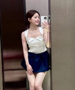 French Satin White Camisole for Women - Ballet-Inspired Summer Outerwear, Elegant High-End Top, 90s Trendy Fashion