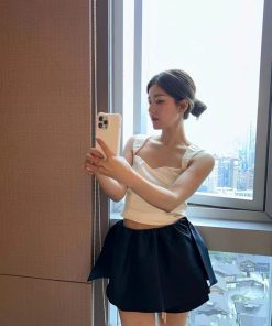 French Satin White Camisole for Women - Ballet-Inspired Summer Outerwear, Elegant High-End Top, 90s Trendy Fashion