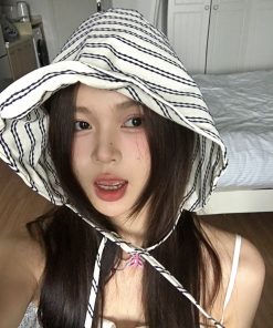 French Striped Wide-Brimmed Fisherman Hat for Sun Protection - Flattering Face Shape, 2025 Women's INS Style Hat