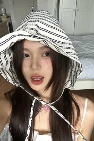 French Striped Wide-Brimmed Fisherman Hat for Sun Protection - Flattering Face Shape, 2025 Women's INS Style Hat