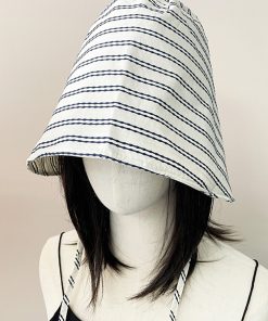 French Striped Wide-Brimmed Fisherman Hat for Sun Protection - Flattering Face Shape, 2025 Women's INS Style Hat