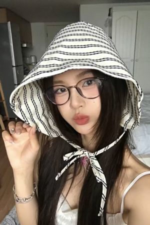 French Striped Wide-Brimmed Fisherman Hat for Sun Protection - Flattering Face Shape, 2025 Women's INS Style Hat