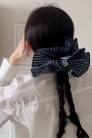 French-Style Black Plaid Skirt Hem Hairband - Elegant Minimalist Hair Flower Tie, Versatile High-End Women's Hair Accessory