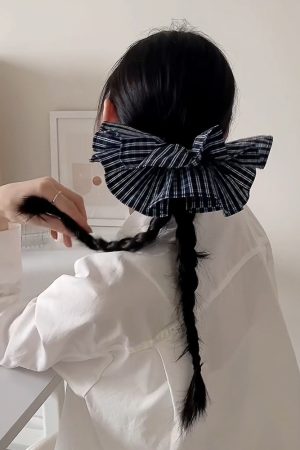French-Style Black Plaid Skirt Hem Hairband - Elegant Minimalist Hair Flower Tie, Versatile High-End Women's Hair Accessory