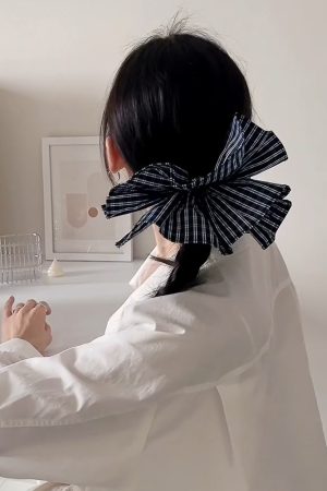 French-Style Black Plaid Skirt Hem Hairband - Elegant Minimalist Hair Flower Tie, Versatile High-End Women's Hair Accessory