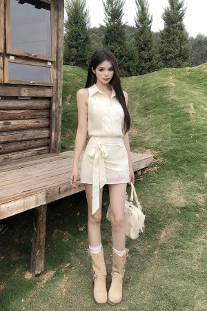 French-Style Bodycon Dress Set for Women - Sleeveless Tank Top & Short Skirt - Summer Fashion, Chic & Elegant