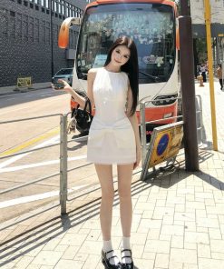 French-Style Bow Sleeveless Dress for Women - High-End Waist-Cinching Slim Mini Skirt for Summer, Chic Design for Fashion Lovers