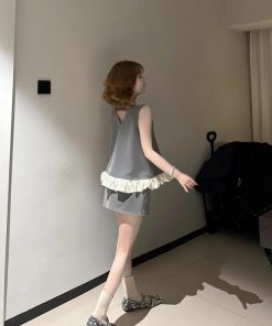 French-Style Bow Sleeveless Top & Bodycon Mini Skirt Set for Women - High-End Temperament Summer Fashion