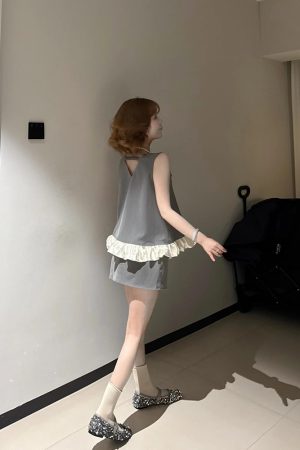 French-Style Bow Sleeveless Top & Bodycon Mini Skirt Set for Women - High-End Temperament Summer Fashion