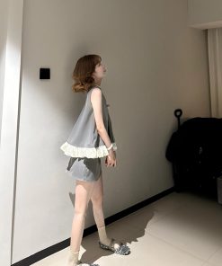 French-Style Bow Sleeveless Top & Bodycon Mini Skirt Set for Women - High-End Temperament Summer Fashion