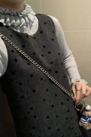 French-style Bow Tie Polka Dot Vest Dress for Women, Short Skirt Shirt Top, Perfect for Spring, Chic 90s Inspired Fashion