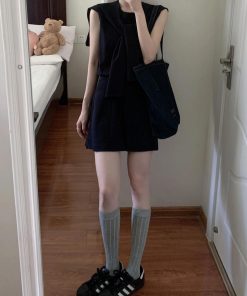 French-Style Casual Sleeveless Vest Top and A-Line Short Skirt Two-Piece Set for Women - Summer 2025 Fashion