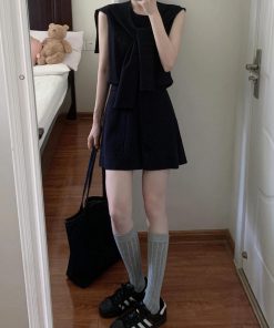 French-Style Casual Sleeveless Vest Top and A-Line Short Skirt Two-Piece Set for Women - Summer 2025 Fashion