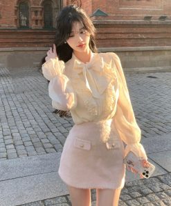 French-Style Elegant Short Jacket for Women - Petite Fit, Perfect for Spring Layering with Skirt and Shirt Set