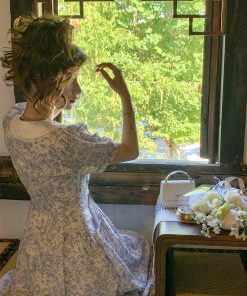 French-Style Floral Dress with Doll Collar and Waist-Cinching Design for Women - Elegant Summer Seaside Vacation Long Skirt