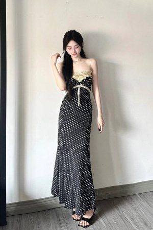 French-Style Floral Polka Dot Spaghetti Strap Dress for Women, Bow Tie Detail, Waist-Cinching, Elegant Summer Fashion