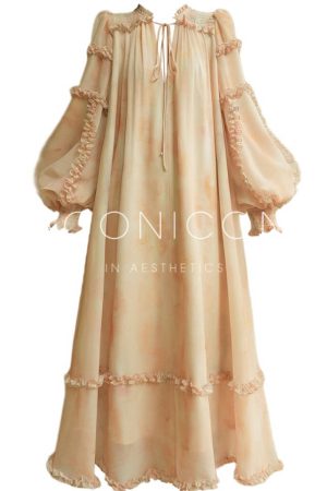 French-Style Gradient Vacation Dress | Loose Fit Niche Design | Spring Long Dress for Effortless 90s-Inspired Fashion