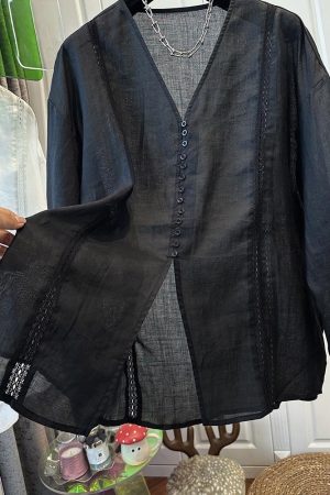 French-Style High-End Solid Color Minimalist Hollow-Out Sun Protection Shirt for Women - Unique Summer 2025 Top