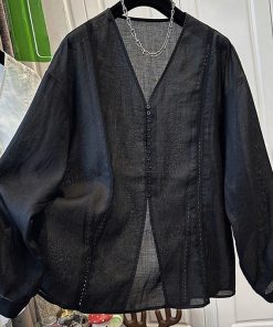 French-Style High-End Solid Color Minimalist Hollow-Out Sun Protection Shirt for Women - Unique Summer 2025 Top