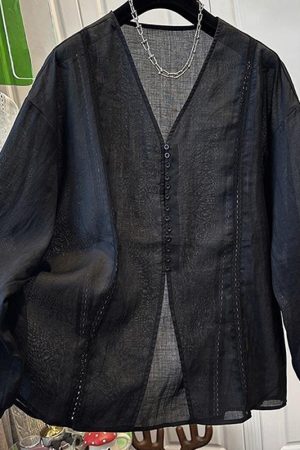French-Style High-End Solid Color Minimalist Hollow-Out Sun Protection Shirt for Women - Unique Summer 2025 Top